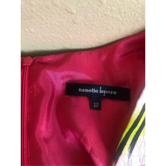 Nanette Lepore Go Getter Ruffled Ikat Silk Dress Size 12 - Picture 12 of 13